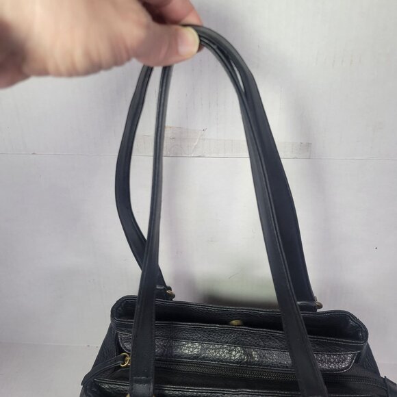Rosetti Black Textured Shoulder Bag With Gold Accents & Multiple Compartments - Picture 2 of 11